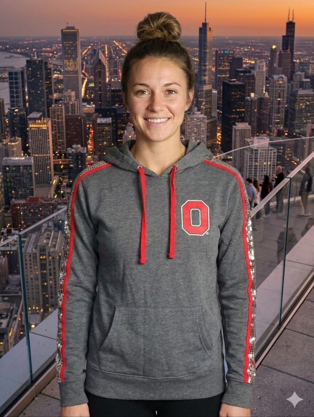 Ohio State University Scarlet Series Fleece Sequin Pullover Hoodie Size M